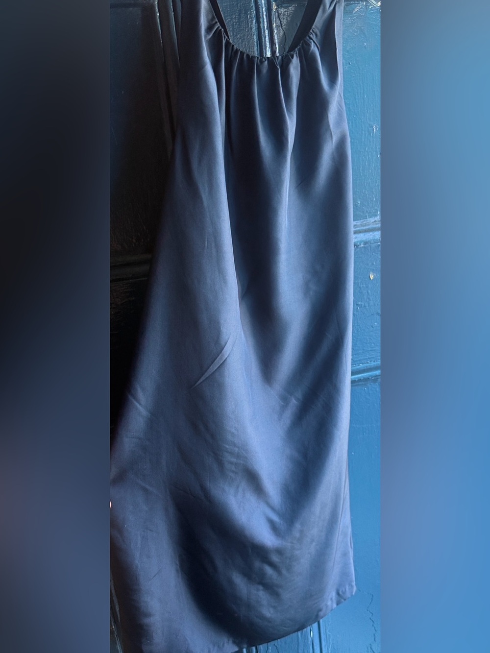 Banana Republic Halter Twist-Back Silk Shift Dress in navy blue (with POCKETS!)